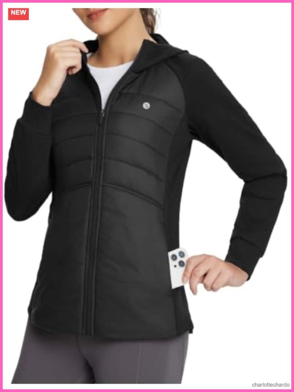 Womens Lightweight Warm Running Jacket Quilted Slim Fit Zip Pockets